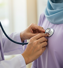 Image of medical professional using a stethoscope