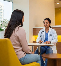 Image of medical professional consulting with a patient