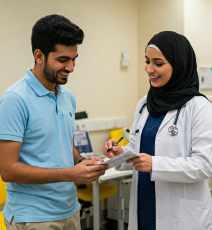Image of medical professional training another